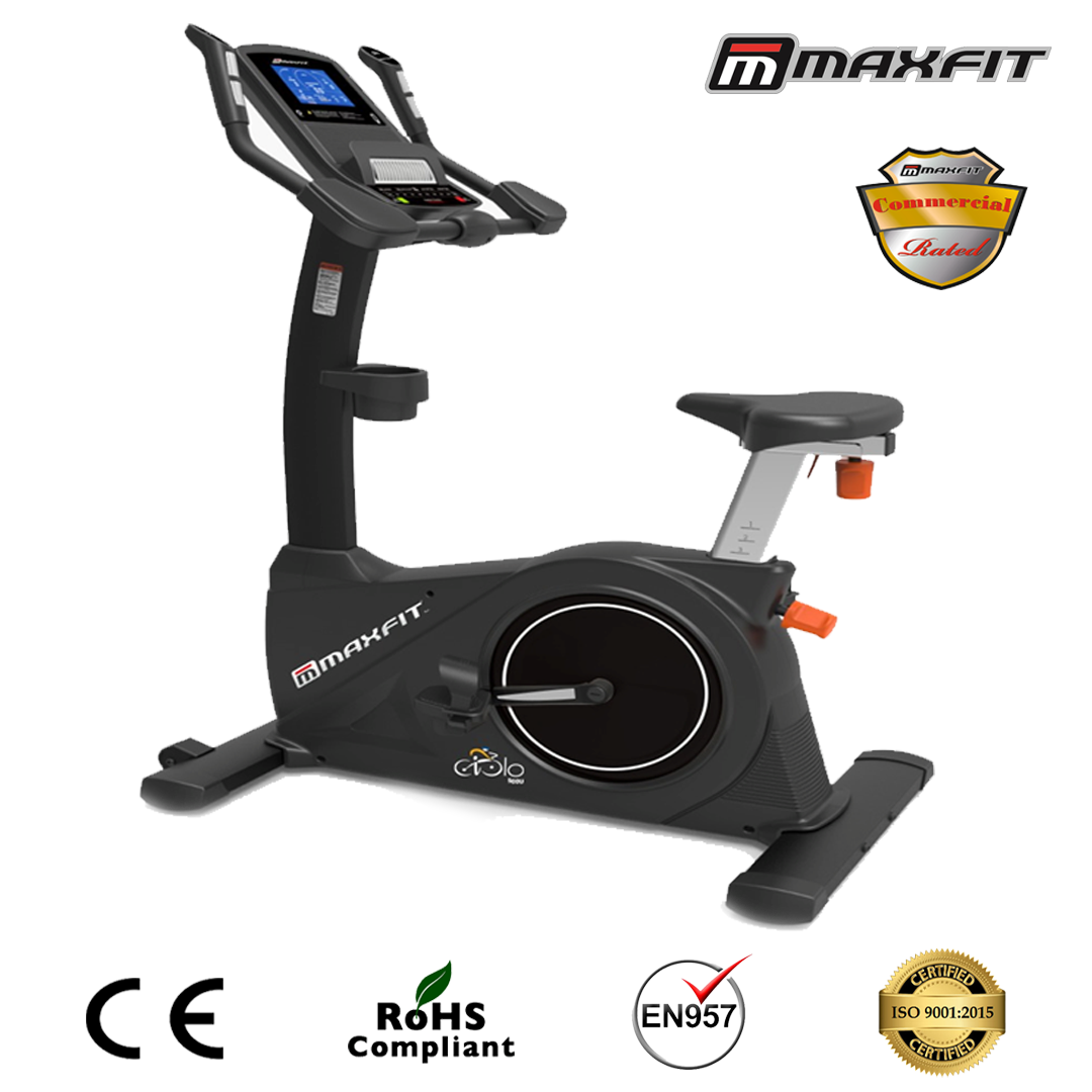 Maxfit Ciclo 550U commercial upright bike with 24-level resistance and 7-inch LED console
