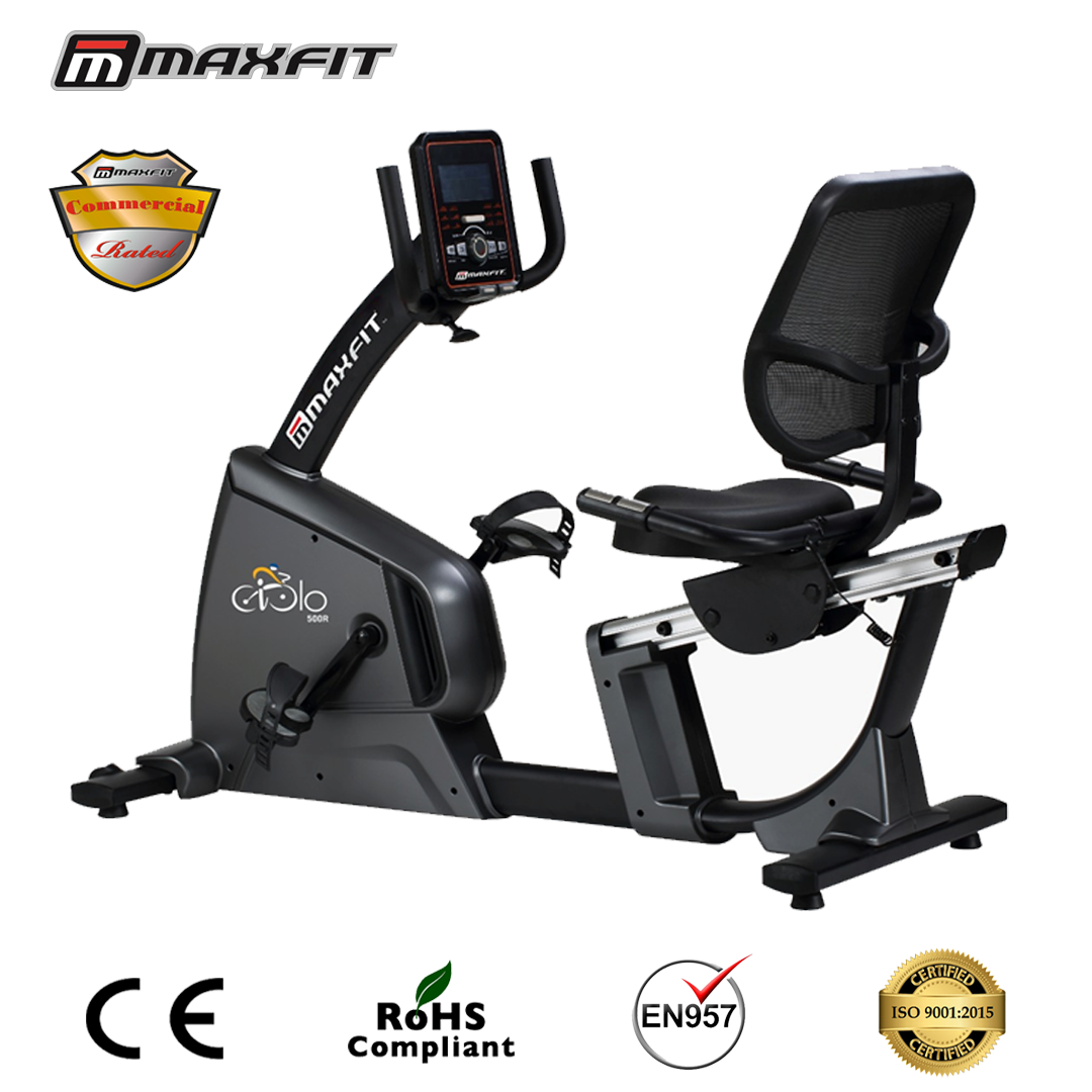 Maxfit Ciclo 500R commercial recumbent bike with automatic resistance and mesh backrest