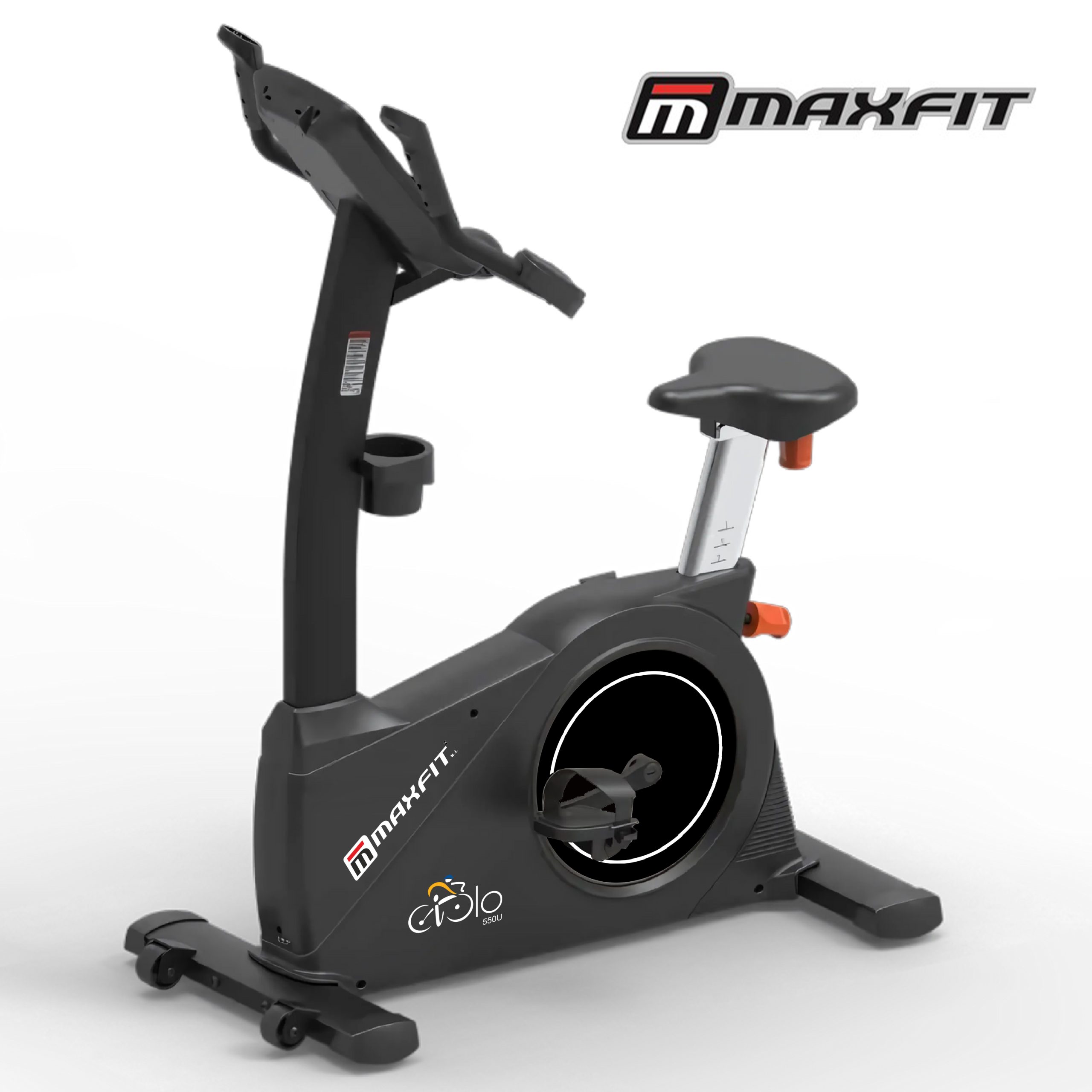 Maxfit Ciclo 550U commercial upright bike with 24-level resistance and 7-inch LED console