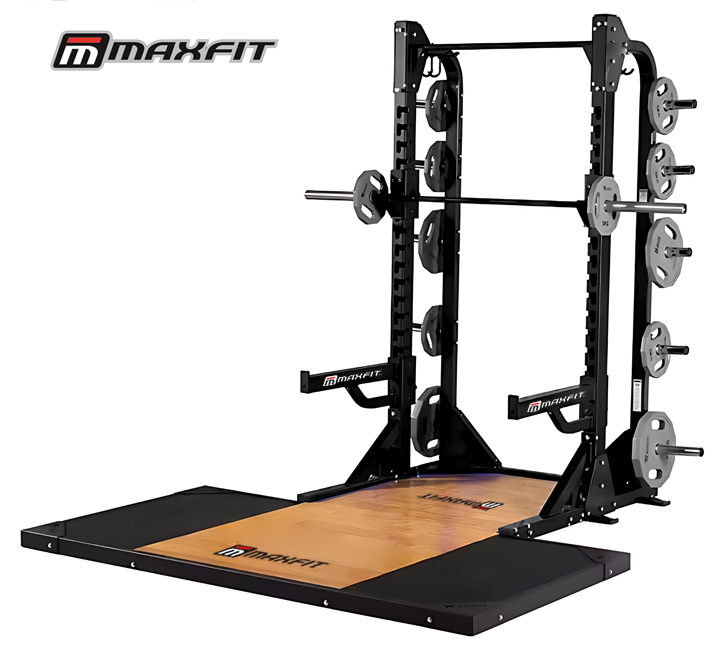 Maxfit Quantum NX Squat Rack with lifting platform for Olympic lifting, powerlifting, and strength training