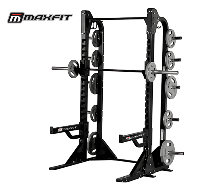 Maxfit Quantum NX Squat Rack commercial free-weight strength training rack with plate storage