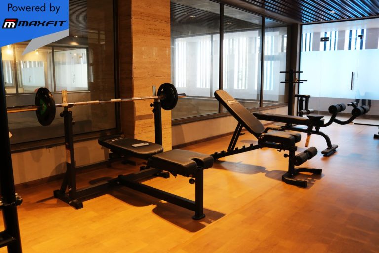 Ananda Bay Hills clubhouse featuring Maxfit commercial gym equipment, indoor games and outdoor play area by Maxfit Equipment Solutions in Narsingi, Hyderabad.