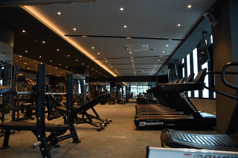 Luxury clubhouse gym at Cybercity Marina Skies, Kukatpally, Hyderabad, with Maxfit commercial gym equipment by Maxfit Equipment Solutions