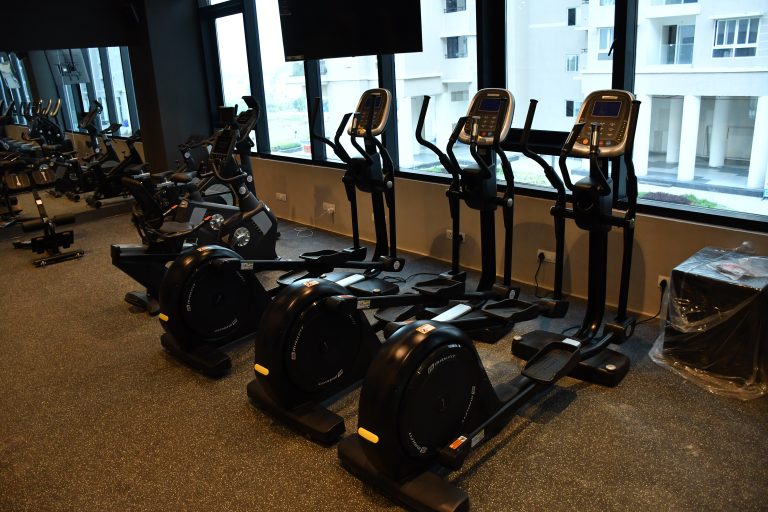 Luxury clubhouse gym at Cybercity Marina Skies, Kukatpally, Hyderabad, with Maxfit commercial gym equipment by Maxfit Equipment Solutions