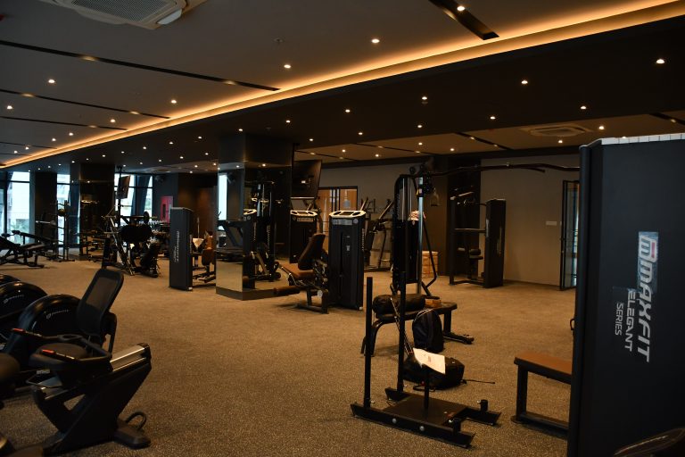 Luxury clubhouse gym at Cybercity Marina Skies, Kukatpally, Hyderabad, with Maxfit commercial gym equipment by Maxfit Equipment Solutions