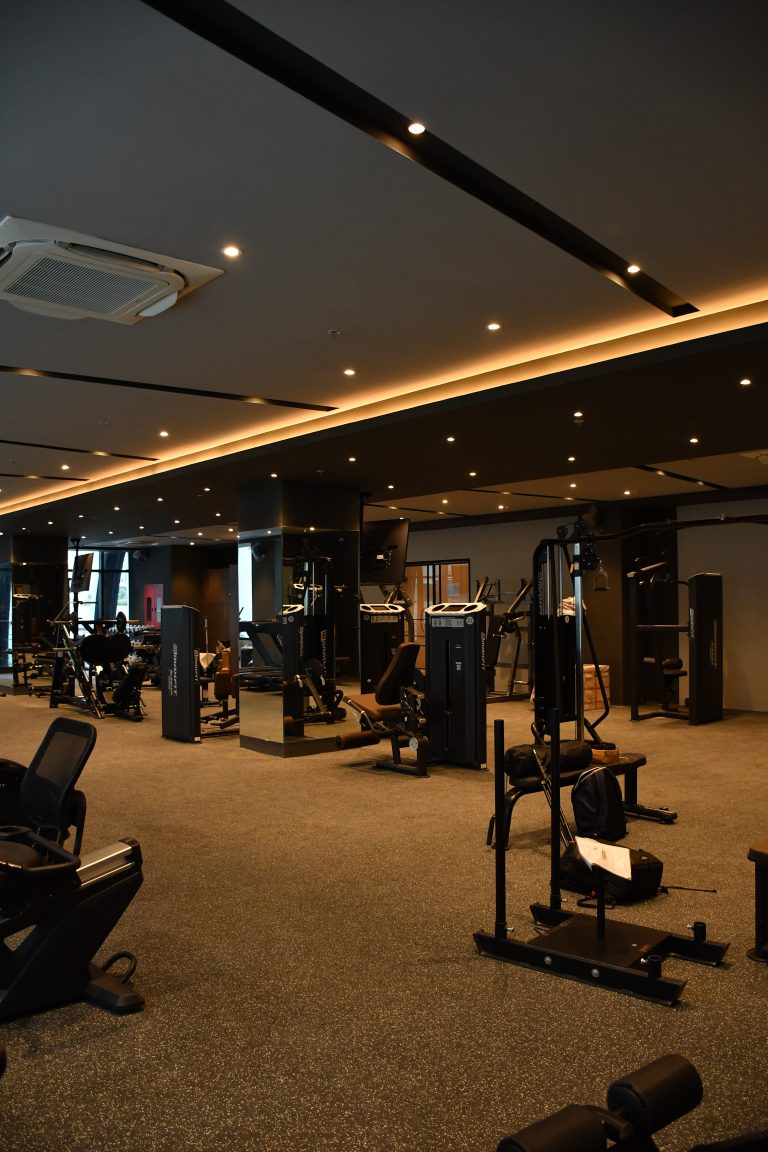 Luxury clubhouse gym at Cybercity Marina Skies, Kukatpally, Hyderabad, with Maxfit commercial gym equipment by Maxfit Equipment Solutions