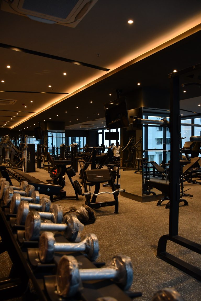 Luxury clubhouse gym at Cybercity Marina Skies, Kukatpally, Hyderabad, with Maxfit commercial gym equipment by Maxfit Equipment Solutions