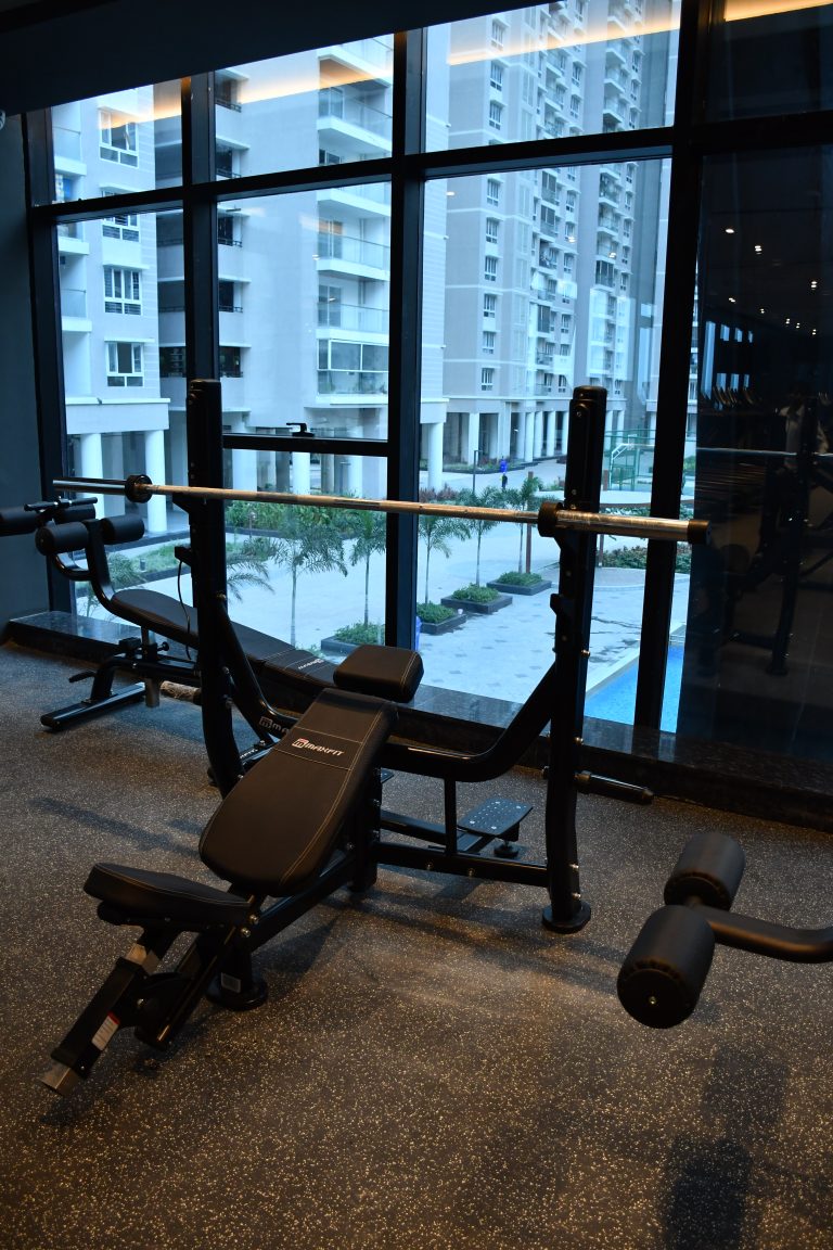 Luxury clubhouse gym at Cybercity Marina Skies, Kukatpally, Hyderabad, with Maxfit commercial gym equipment by Maxfit Equipment Solutions