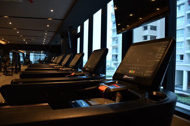 Luxury clubhouse gym at Cybercity Marina Skies, Kukatpally, Hyderabad, with Maxfit commercial gym equipment by Maxfit Equipment Solutions
