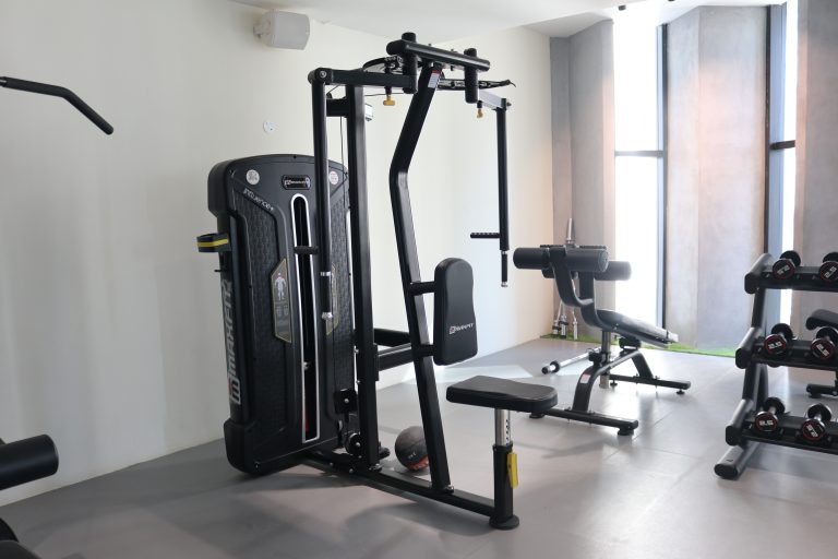 Hallmark Vicinia clubhouse gym in Narsingi, Hyderabad, featuring Maxfit commercial fitness equipment by Maxfit Equipment Solutions.