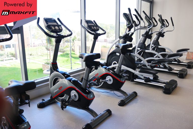 Rajapushpa Regalia clubhouse gym in Kokapet, Hyderabad, featuring premium Maxfit commercial fitness equipment by Maxfit Equipment Solutions