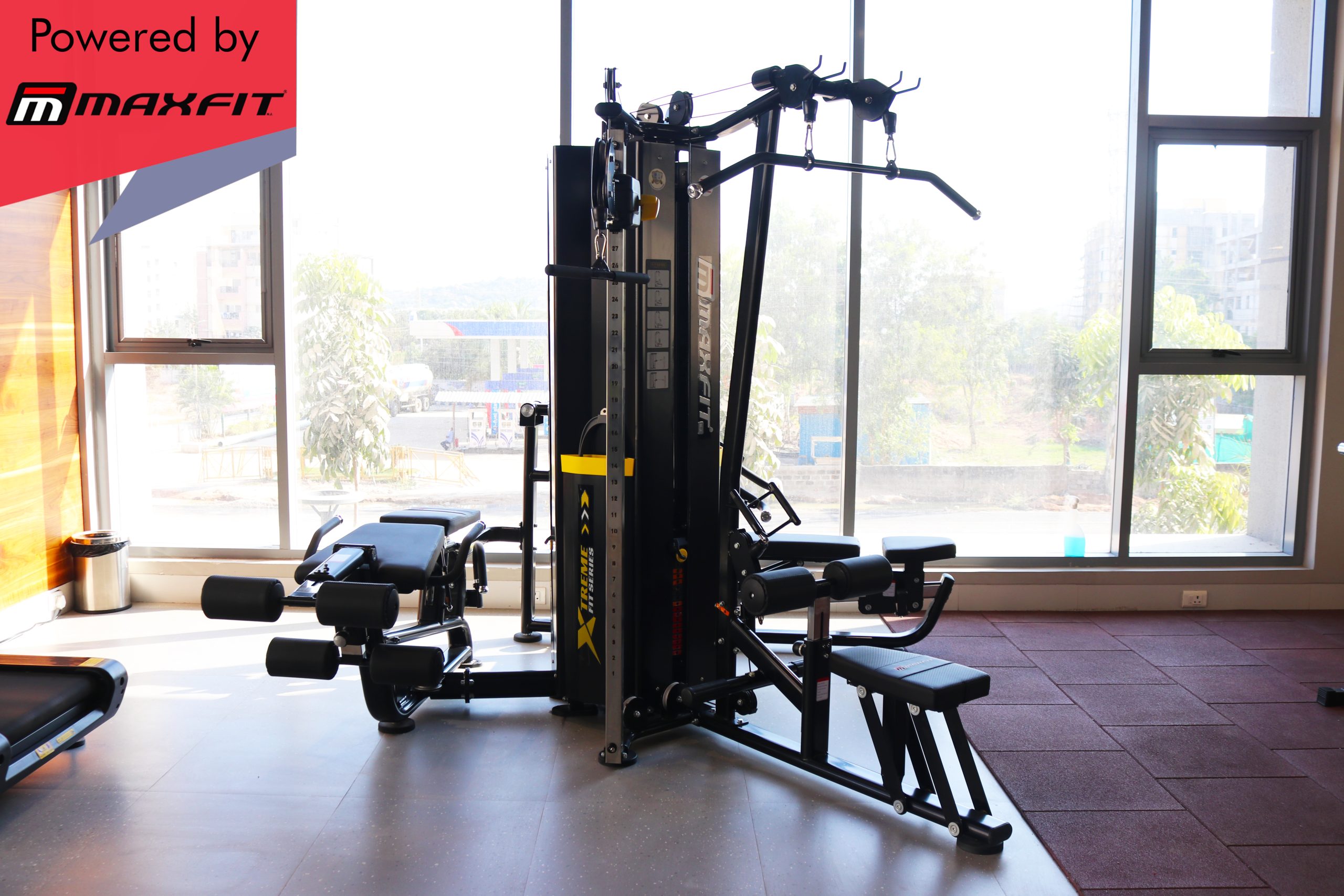 Rajapushpa Regalia clubhouse gym in Kokapet, Hyderabad, featuring premium Maxfit commercial fitness equipment by Maxfit Equipment Solutions