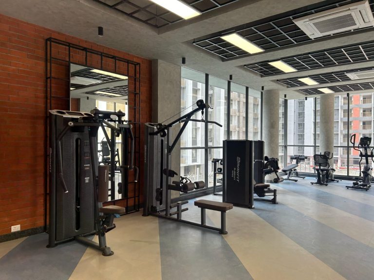 Adani Amogha Ahmedabad strength gym installation with commercial fitness equipment by Maxfit Hyderabad