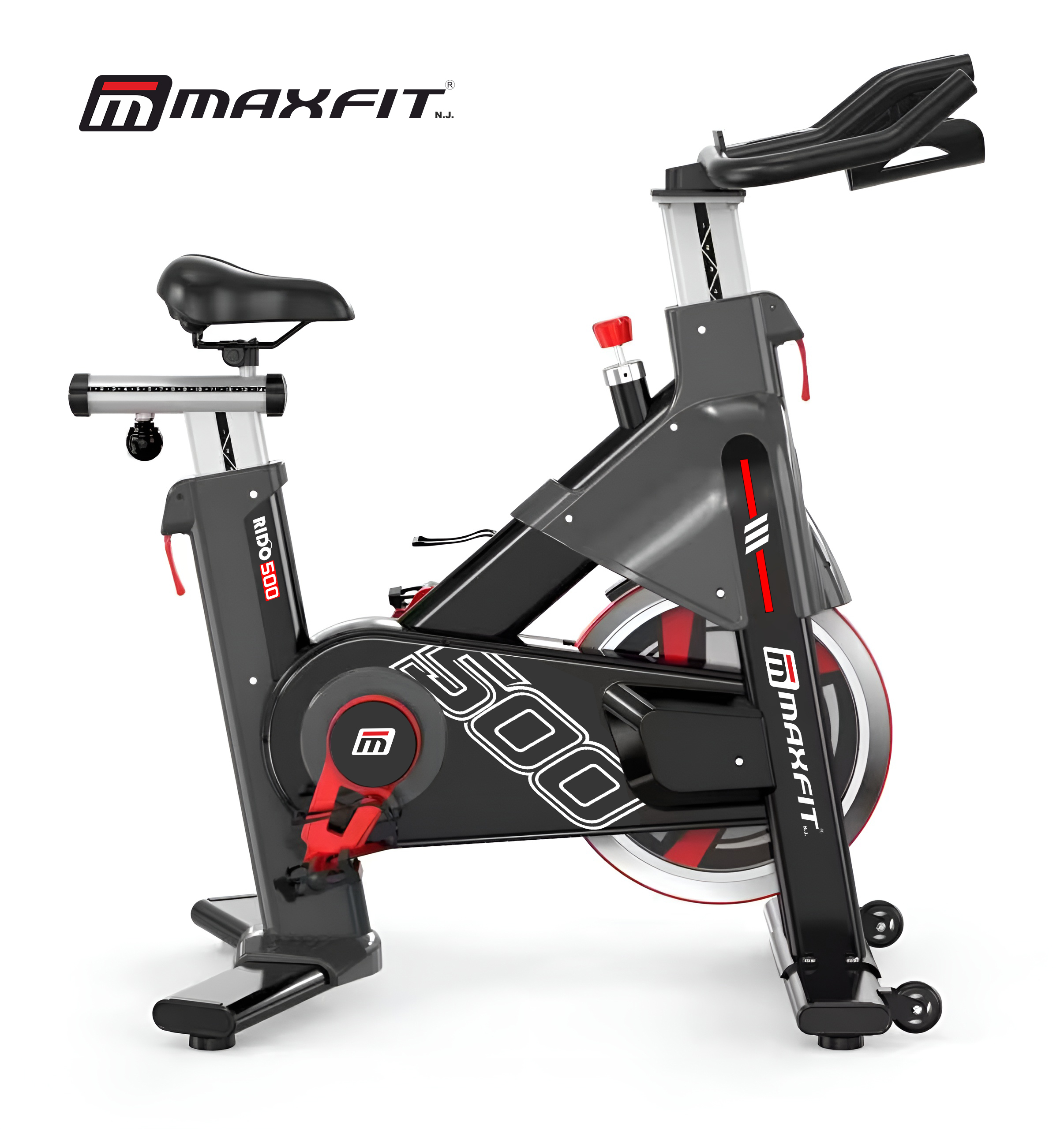 Maxfit RIDO 500 premium commercial spin bike with 32 kg flywheel and magnetic resistance
